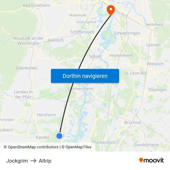 Jockgrim to Altrip map