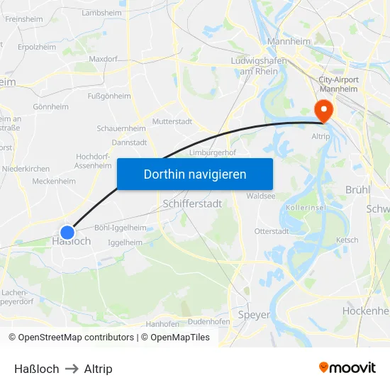 Haßloch to Altrip map