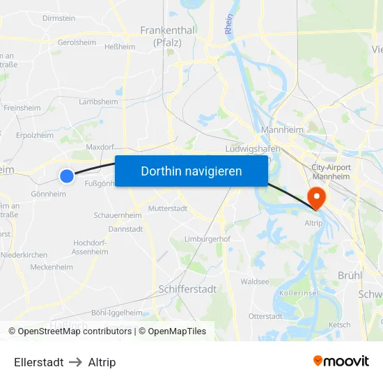 Ellerstadt to Altrip map