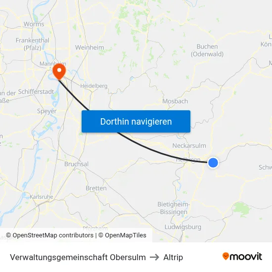 Verwaltungsgemeinschaft Obersulm to Altrip map