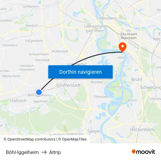 Böhl-Iggelheim to Altrip map