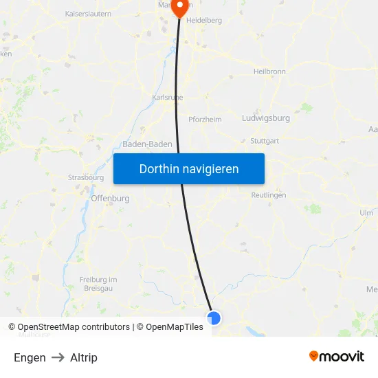 Engen to Altrip map