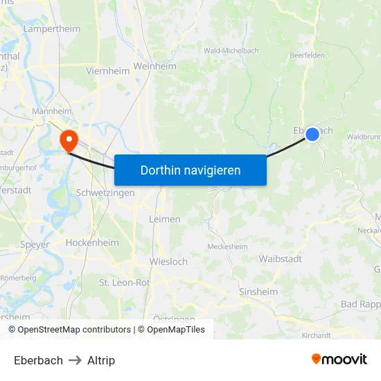Eberbach to Altrip map
