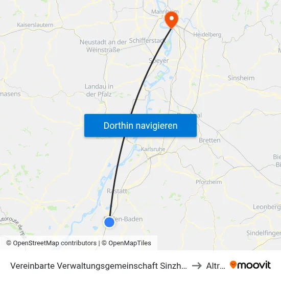 Vereinbarte Verwaltungsgemeinschaft Sinzheim to Altrip map