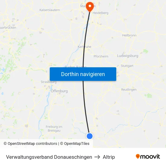 Verwaltungsverband Donaueschingen to Altrip map