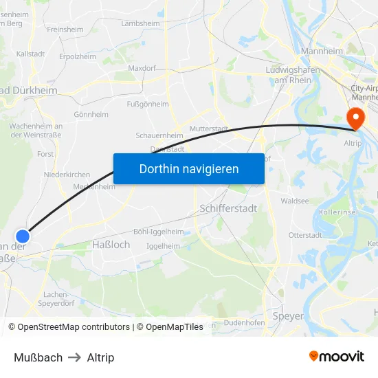Mußbach to Altrip map
