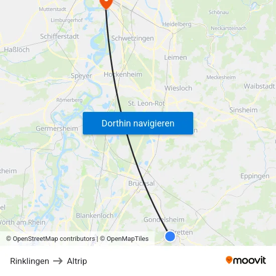 Rinklingen to Altrip map