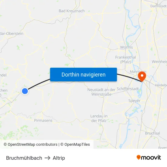 Bruchmühlbach to Altrip map