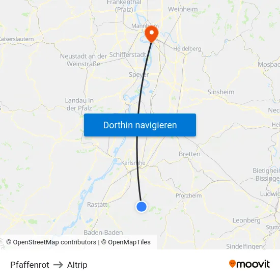 Pfaffenrot to Altrip map