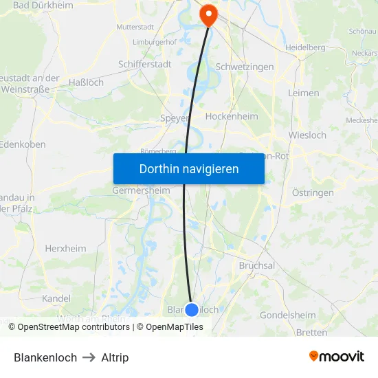 Blankenloch to Altrip map