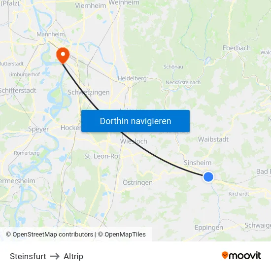 Steinsfurt to Altrip map