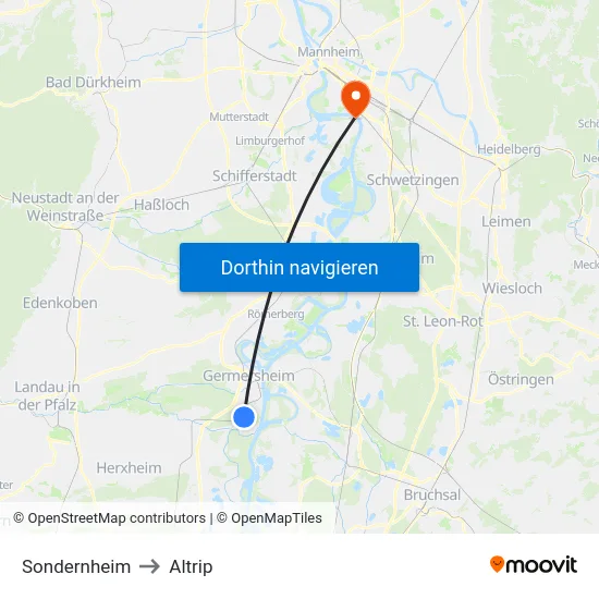 Sondernheim to Altrip map