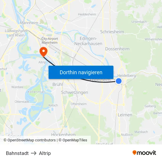 Bahnstadt to Altrip map