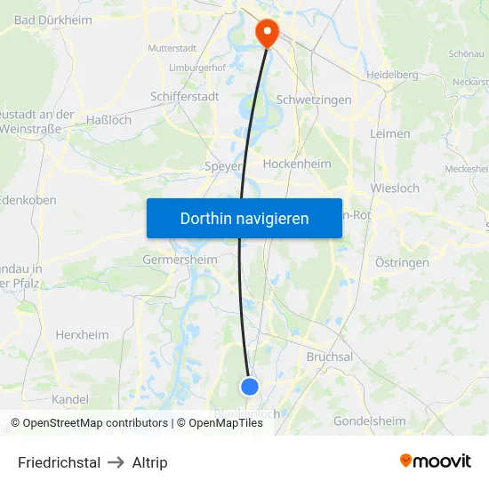 Friedrichstal to Altrip map