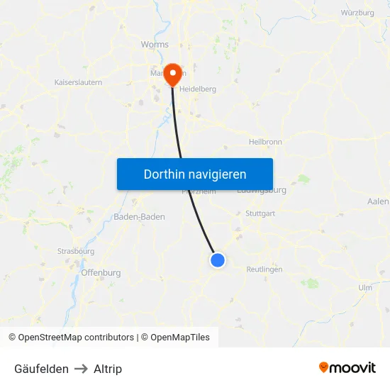 Gäufelden to Altrip map