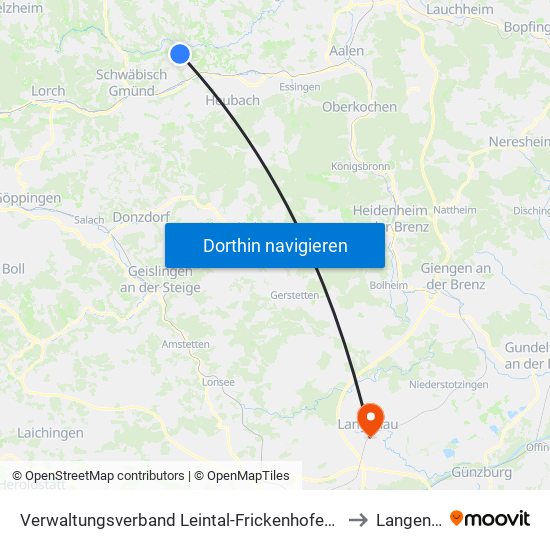 Verwaltungsverband Leintal-Frickenhofer Höhe to Langenau map