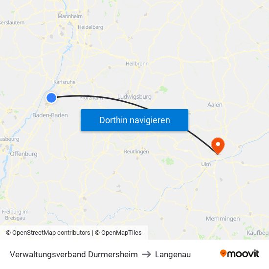 Verwaltungsverband Durmersheim to Langenau map