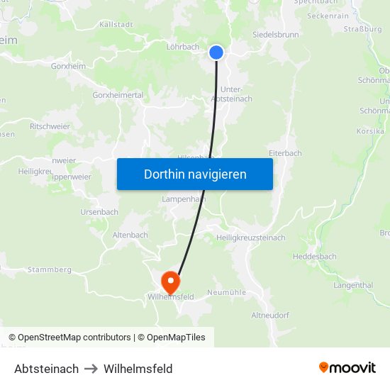 Abtsteinach to Wilhelmsfeld map
