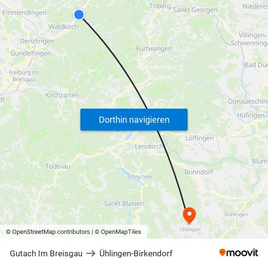 Gutach Im Breisgau to Ühlingen-Birkendorf map
