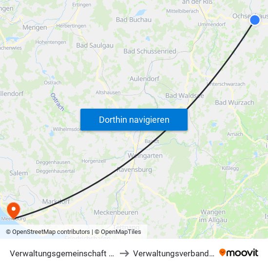 Verwaltungsgemeinschaft Ochsenhausen to Verwaltungsverband Meersburg map