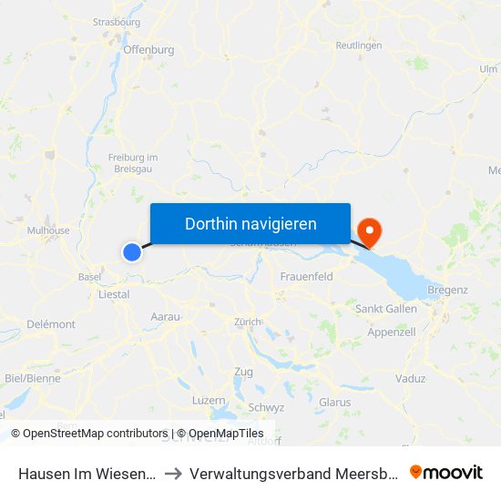 Hausen Im Wiesental to Verwaltungsverband Meersburg map