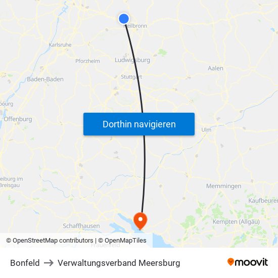 Bonfeld to Verwaltungsverband Meersburg map