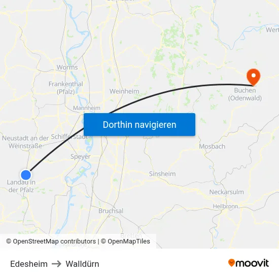 Edesheim to Walldürn map