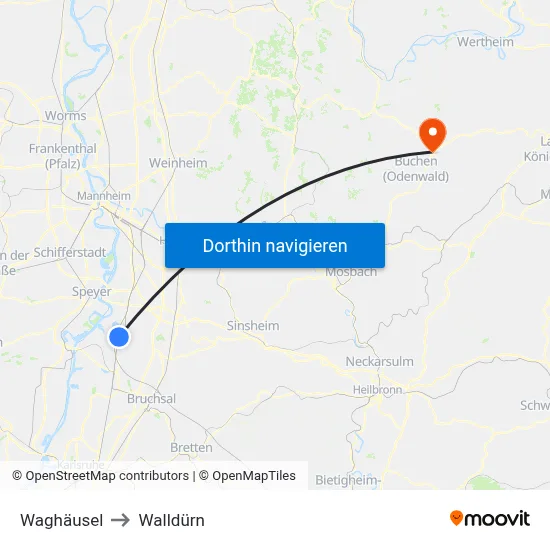 Waghäusel to Walldürn map
