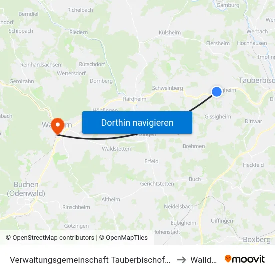 Verwaltungsgemeinschaft Tauberbischofsheim to Walldürn map