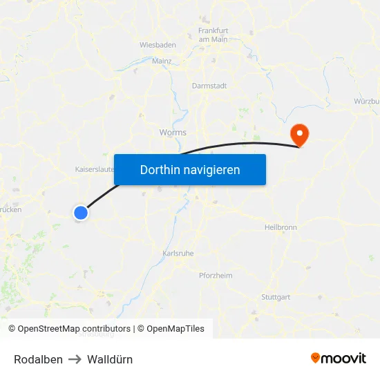 Rodalben to Walldürn map