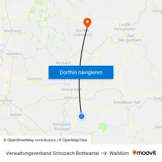 Verwaltungsverband Schozach-Bottwartal to Walldürn map