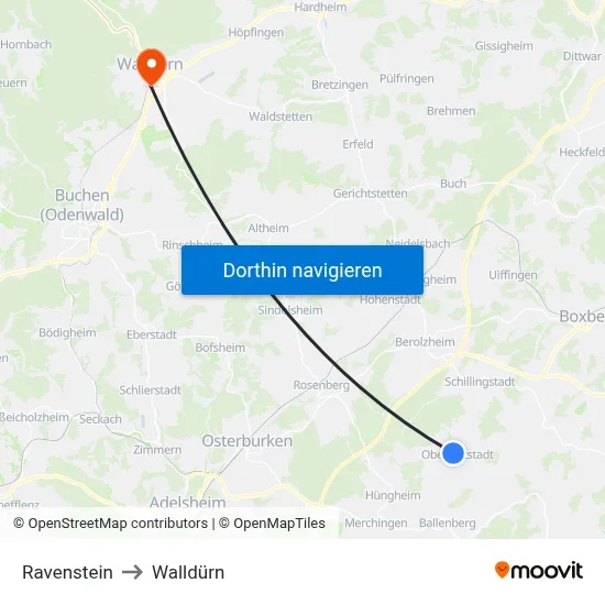 Ravenstein to Walldürn map