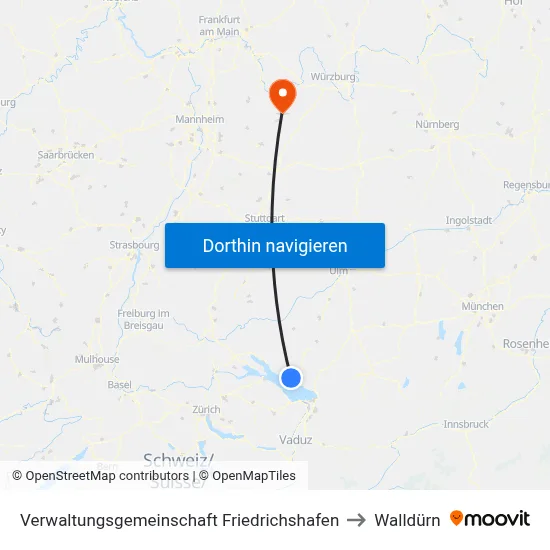 Verwaltungsgemeinschaft Friedrichshafen to Walldürn map