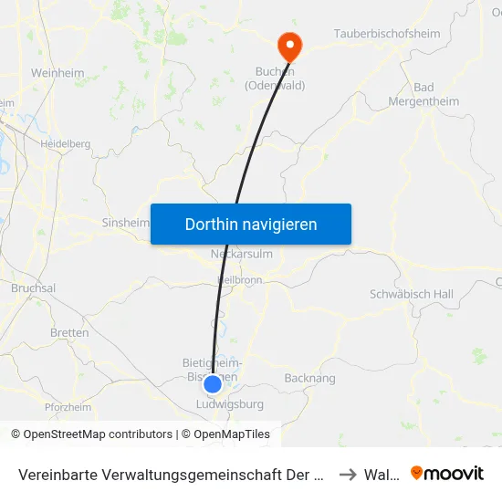 Vereinbarte Verwaltungsgemeinschaft Der Stadt Bietigheim-Bissingen to Walldürn map