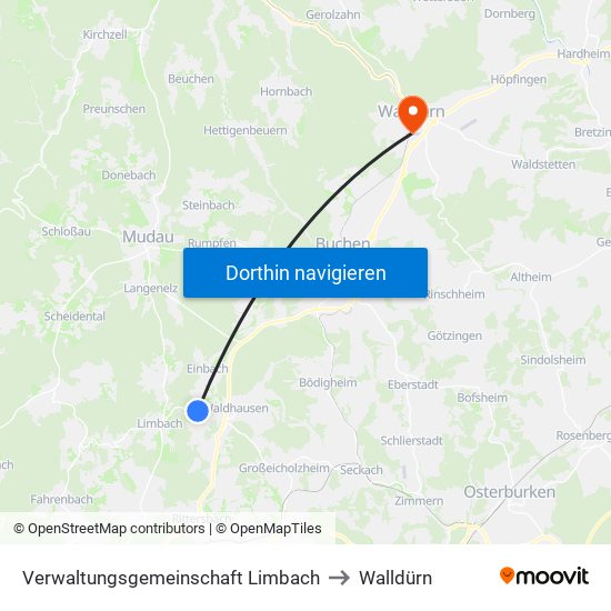 Verwaltungsgemeinschaft Limbach to Walldürn map