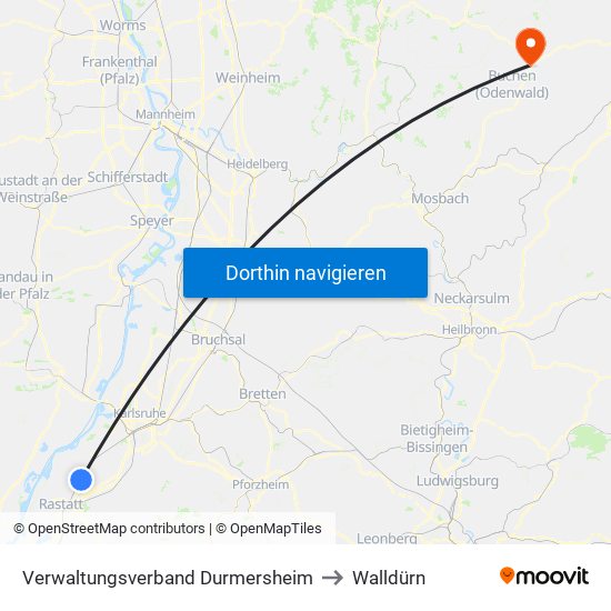 Verwaltungsverband Durmersheim to Walldürn map