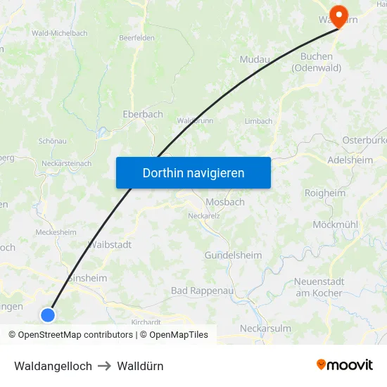 Waldangelloch to Walldürn map