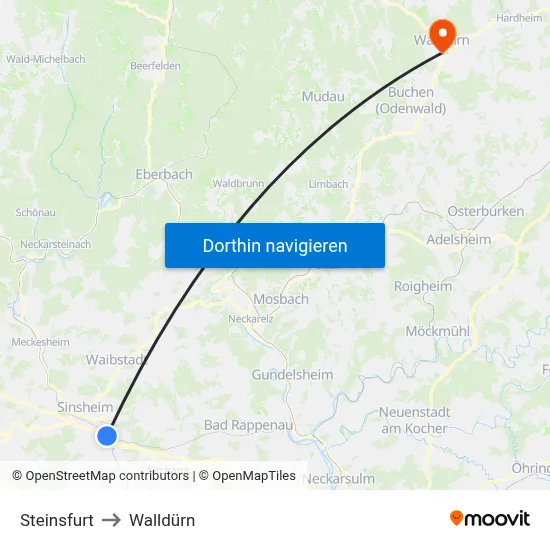 Steinsfurt to Walldürn map