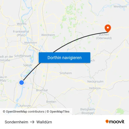 Sondernheim to Walldürn map