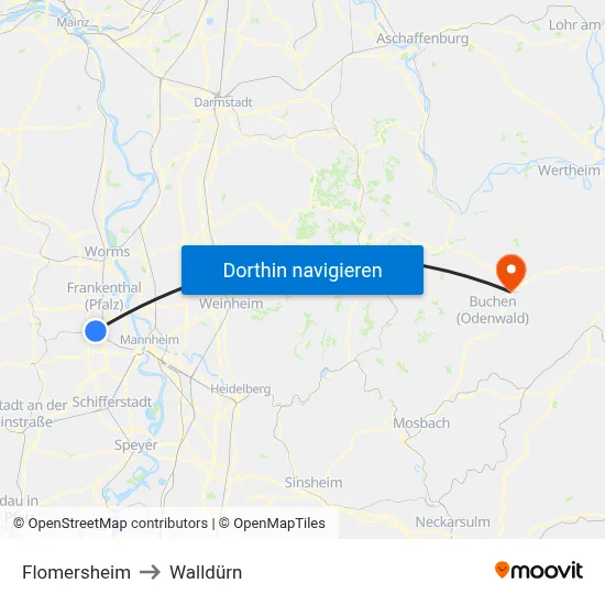 Flomersheim to Walldürn map
