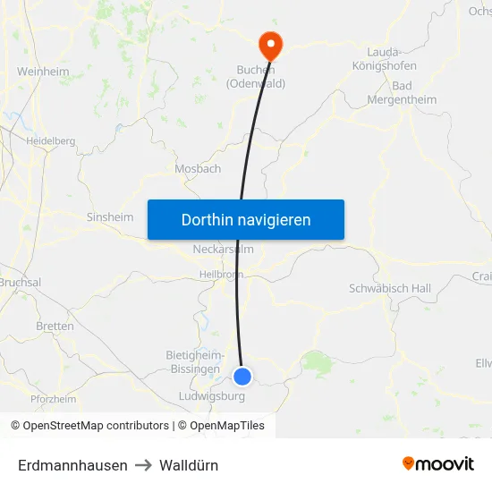 Erdmannhausen to Walldürn map