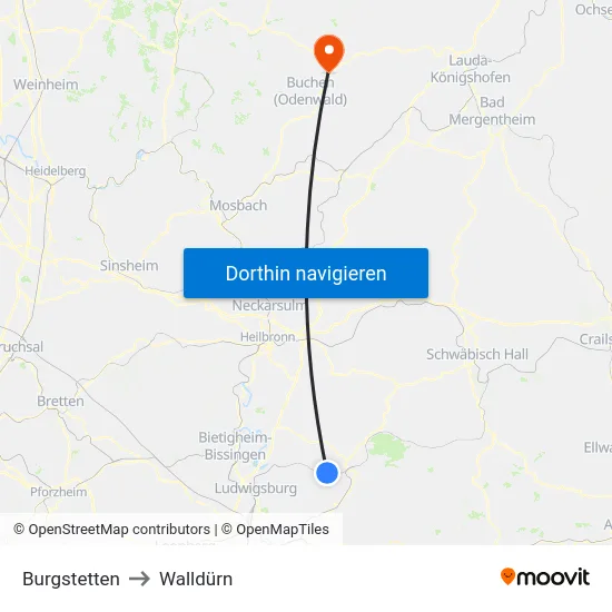 Burgstetten to Walldürn map