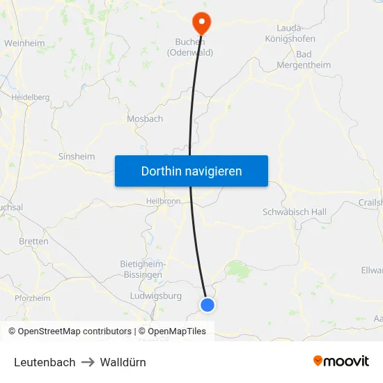 Leutenbach to Walldürn map