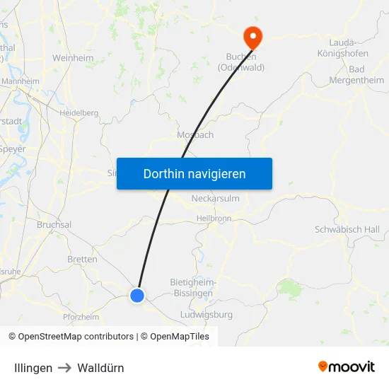 Illingen to Walldürn map