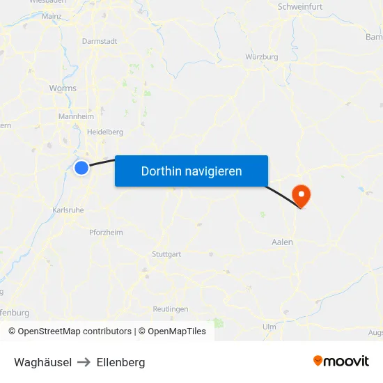 Waghäusel to Ellenberg map