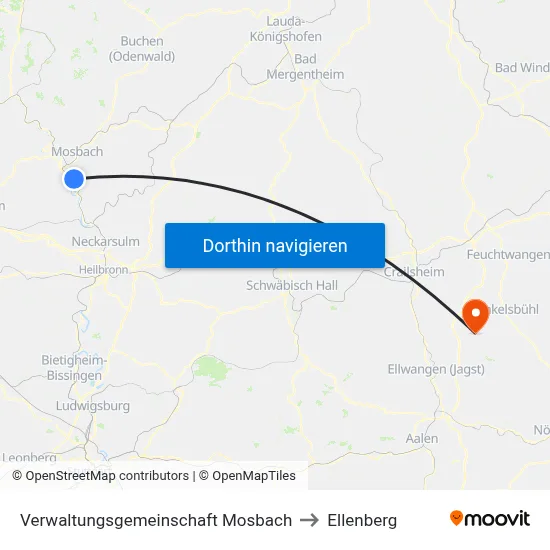 Verwaltungsgemeinschaft Mosbach to Ellenberg map