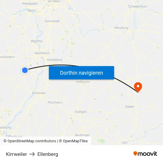 Kirrweiler to Ellenberg map