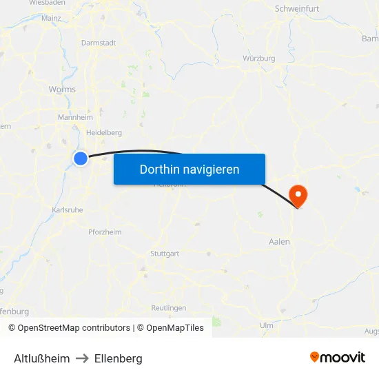 Altlußheim to Ellenberg map