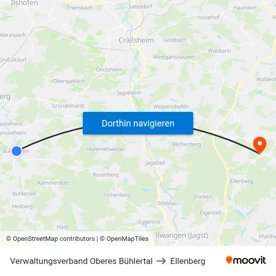 Verwaltungsverband Oberes Bühlertal to Ellenberg map