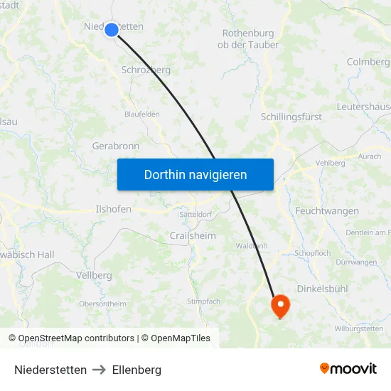 Niederstetten to Ellenberg map